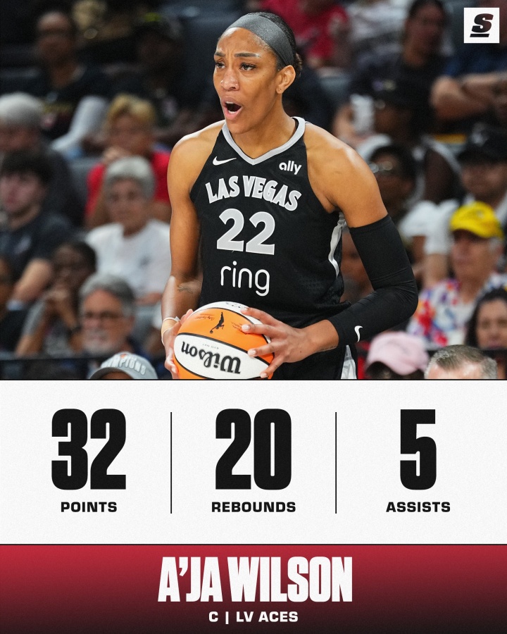 🚨WNBA历史首个30+20!阿贾爆砍32分20板5助2断!
